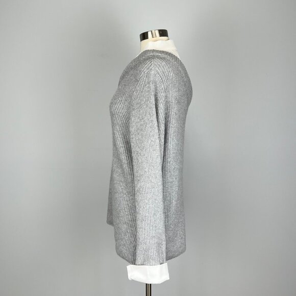 Vince Camuto Womens White Gray Asymmetrical Sweater Blouse Long Sleeve size XL - Picture 8 of 12